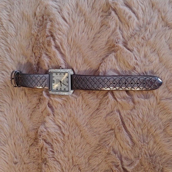 Vintage Wayne Clark Quartz Square Face Watch with Crystals and Leather Strap - Picture 4 of 13